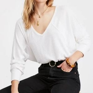 Free People Santa Clara Thermal Top, Medium, Alabaster, BNWT